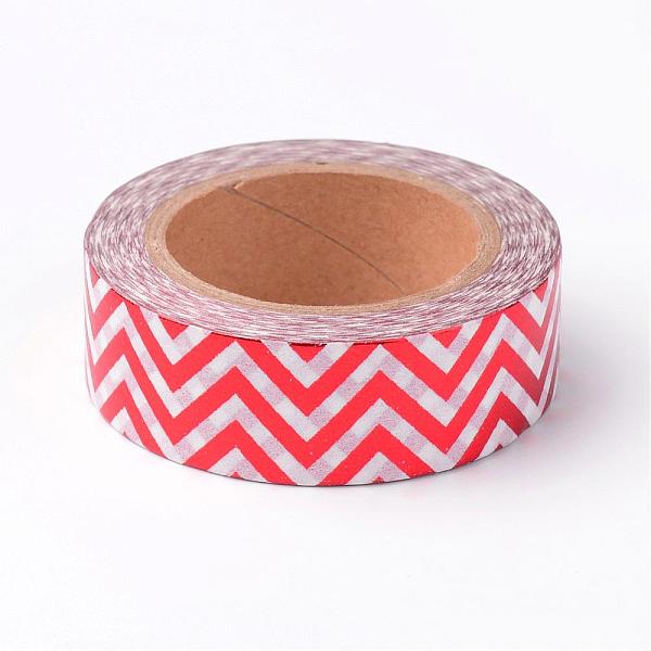 

PandaHall DIY Scrapbook Decorative Paper Tapes, Adhesive Tapes, with Wavy/Chevron Pattern, Red, 15mm, about 10m/roll Paper Red