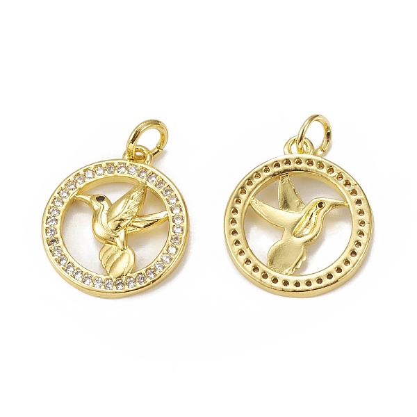 

PandaHall Brass Micro Pave Cubic Zirconia Bird Pendants, with Jump Ring, Ring with Pegion Charm, Golden, 17x15x2.5mm, Hole: 3mm Brass+Cubic..., Clear