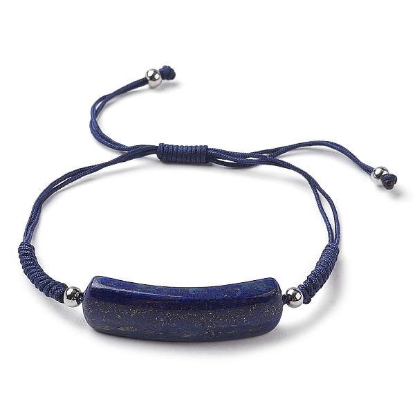 

PandaHall Curved Rectangle Natural Lapis Lazuli Adjustable Nylon Cord Braided Bead Bracelets for Women Men, Inner Diameter: 1-1/4~3-1/8 inch...