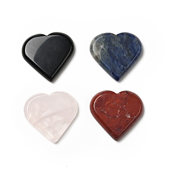 

PandaHall Natural Gemstone Display Decorations, Home Decorations, Heart, 42~43x45~46x8mm Mixed Stone Heart