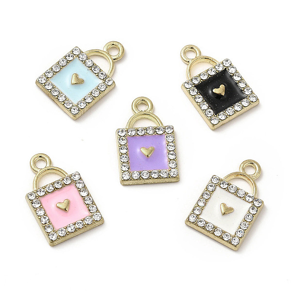

PandaHall Alloy Enamel Pendants, with Crystal Rhinestone, Padlock with Heart Charms, Golden, Mixed Color, 18x11.5x2.5mm, Hole: 1.8mm Alloy..., Multicolor