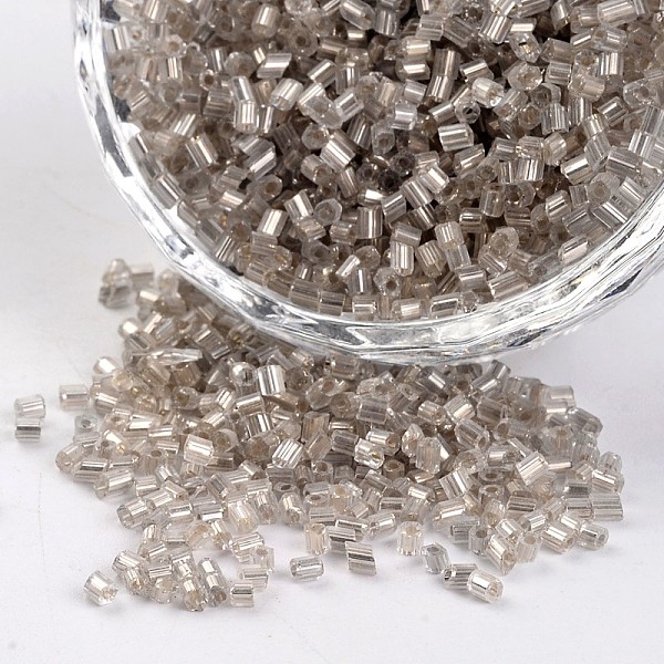 

PandaHall 8/0 Two Cut Silver Lined Round Hole Glass Seed Beads, Hexagon, Gray, 2.5~3x2~2.5mm, Hole: 0.8~1mm, about 12100pcs/450g Glass Gray