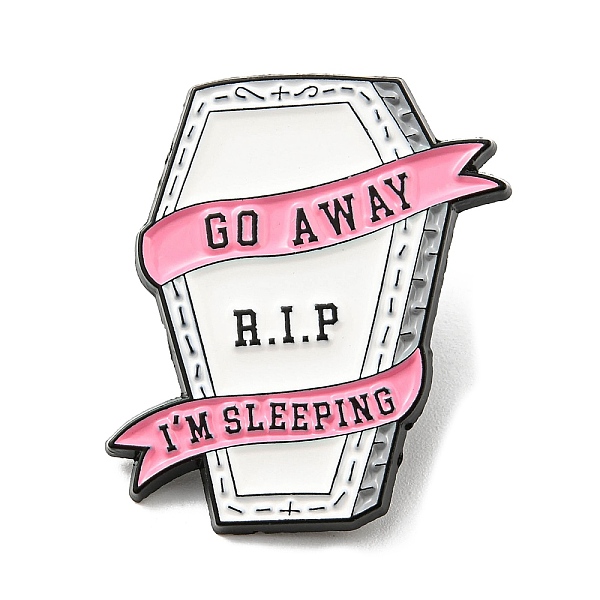 

PandaHall Halloween Coffin Alloy Enamel Pin, Word Go Away I'm Sleepy Brooch for Backpack Clothes, Others, 30.5x26x1.6mm Alloy+Enamel Others