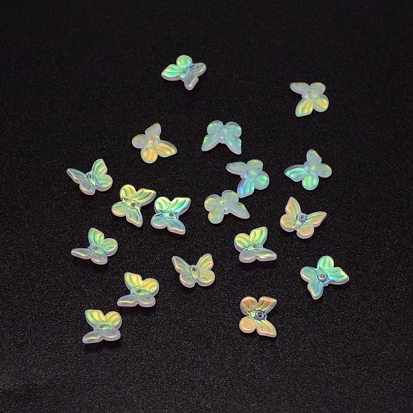 

PandaHall Glass Charms, Butterfly, Colorful, 9.5x11x3.5mm, Hole: 1.2mm Glass Butterfly