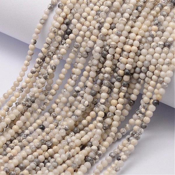 

PandaHall Natural Howlite Bead Strands, Round, 2~2.5mm, Hole: 0.6mm, about 175~185pcs/strand, 16 inch Howlite Round