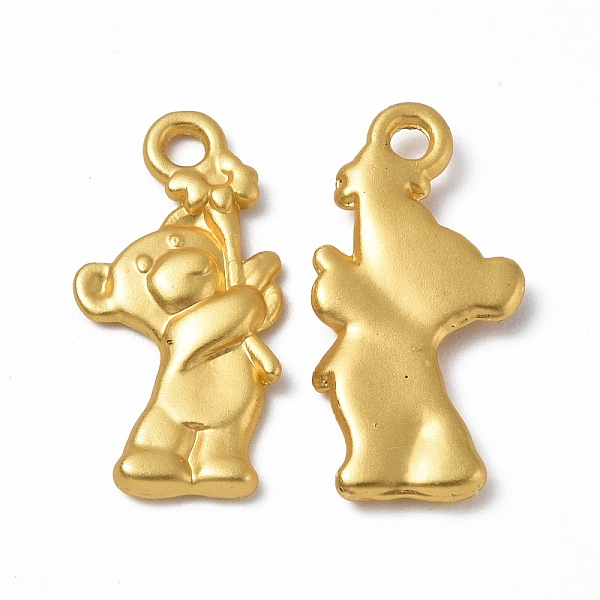 

PandaHall Rack Plating Alloy Pendants, Cadmium Free & Lead Free & Nickle Free, Bear with Flower Charms, Matte Gold Color, 20x10x2mm, Hole...