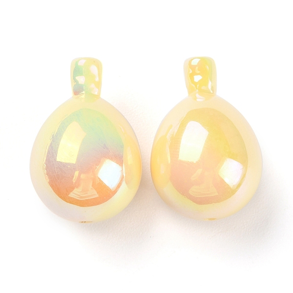 

PandaHall UV Plated Acrylic Beads, Iridescent, Teardrop, Yellow, 26.5x18mm, Hole: 1.8mm Acrylic Teardrop Yellow