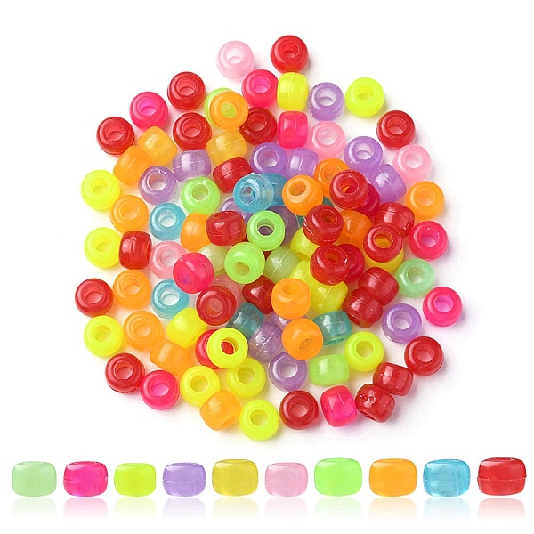 

PandaHall Plastic Beads, Luminous Beads, Rondelle, Mixed Color, 9x6mm, Hole: 3.5mm Plastic Rondelle Multicolor