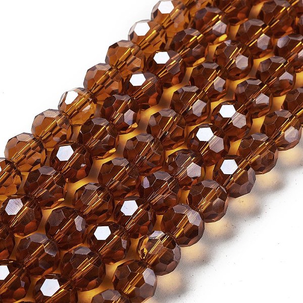

PandaHall Electroplate Transparent Glass Beads Strands, Faceted(32 Facets), Round, Pearl Luster Plated, Dark Goldenrod, 10mm, Hole: 1.2mm...