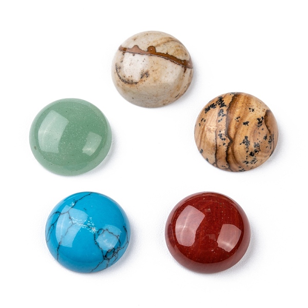 

PandaHall Natural Gemstone Cabochons, Half Round/Dome, Mixed Stone, 15x5~7mm Mixed Stone Half Round