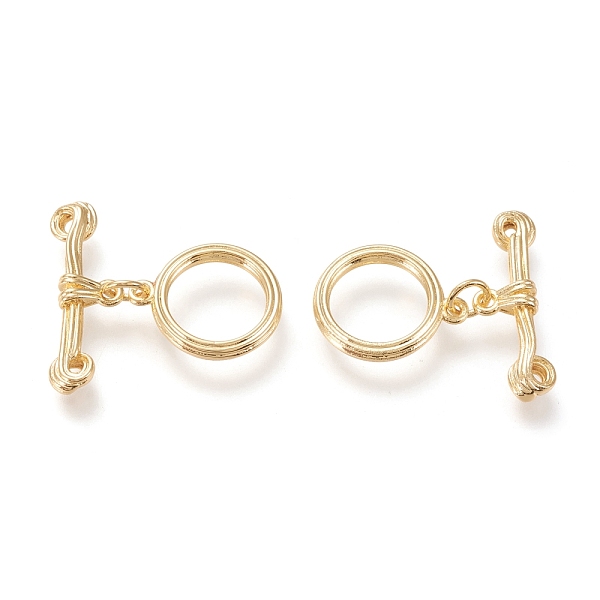 

PandaHall Brass Toggle Clasps, Long-Lasting Plated, Ring & Bar, Real 18K Gold Plated, Ring: 17x14x2.3mm, Hole: 1.4mm, Bar: 23.5x7.5x3.5mm...