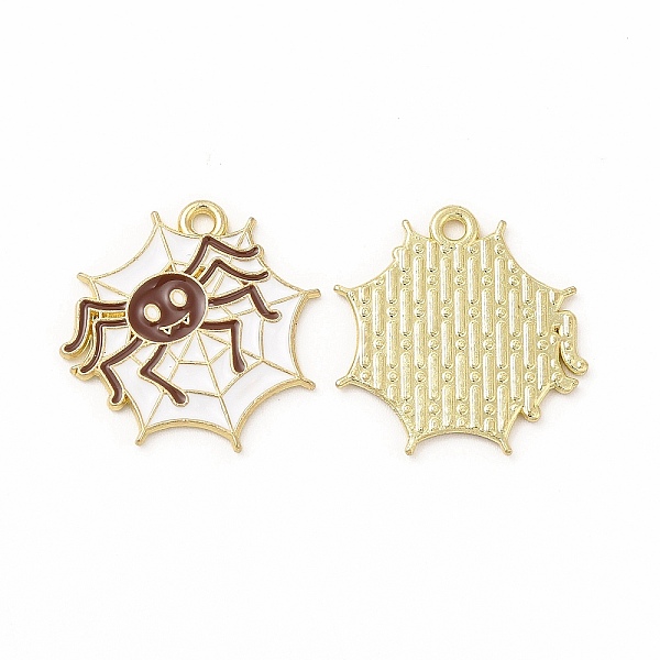

PandaHall Rack Plating Halloween Alloy Enamel Pendants, Cadmium Free & Nickel Free & Lead Free, Spider Web with Spider, Light Gold, Saddle...