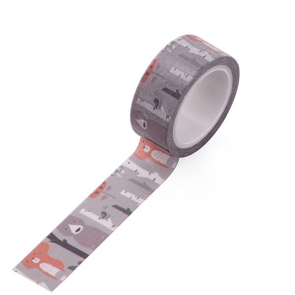 

PandaHall DIY Scrapbook Decorative Paper Tapes, Adhesive Tapes, Bear & Tree, Brown, 15mm, 5m/roll(5.46yards/roll) Paper Brown