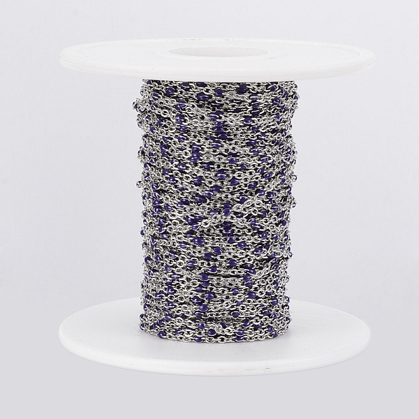 

PandaHall 304 Stainless Steel Cable Chains, Soldered, with Spool, with Enamel, Oval, Stainless Steel Color, Indigo, Links: 2x1.5x0.5mm..., Purple