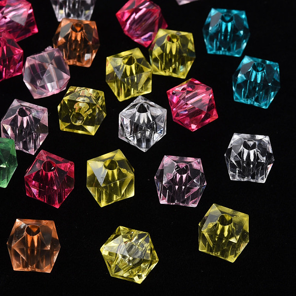

PandaHall Transparent Acrylic Beads, Faceted, Square, Mixed Color, 8.5x9.5x9.5mm, Hole: 2.5mm Acrylic Cube Multicolor