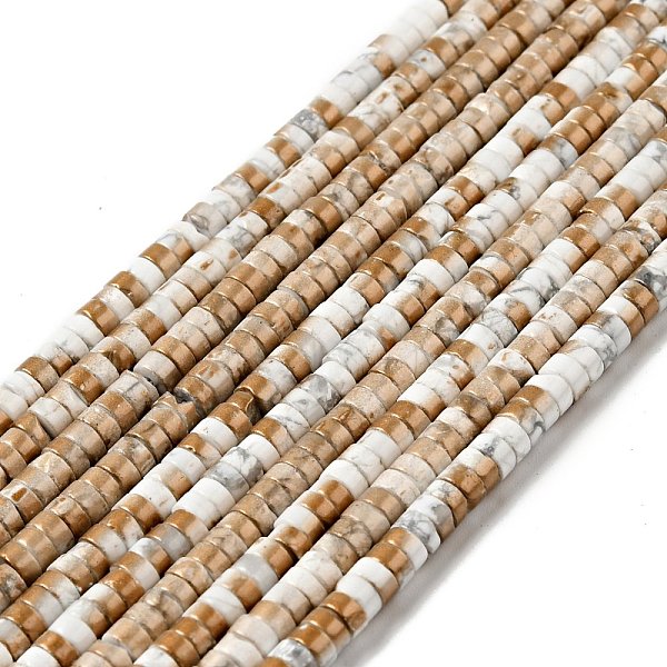 

PandaHall Electroplated Natural Howlite Bead Strands, Half Plated, Flat Round, Gold, 4x1.5~2mm, Hole: 1mm, about 194~199pcs/strand, 15.35''...