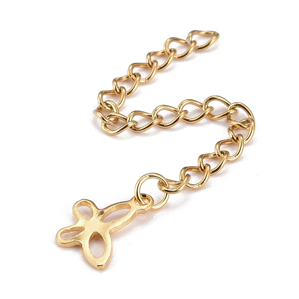 

PandaHall 304 Stainless Steel Chain Extender, Curb Chain, with 202 Stainless Steel Charms, Butterfly, Golden, 65mm, Link: 3.7x3x0.5mm...