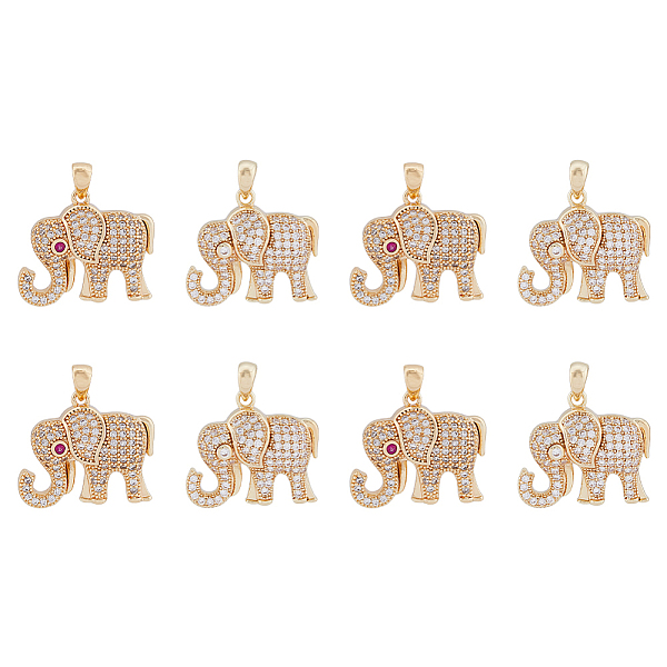 

PandaHall DICOSMETIC 8Pcs 2 Colors Ion Plating(IP) Brass Micro Pave Cubic Zirconia Pendants, Real 18K Gold Plated, Elephant, Mixed Color..., Multicolor