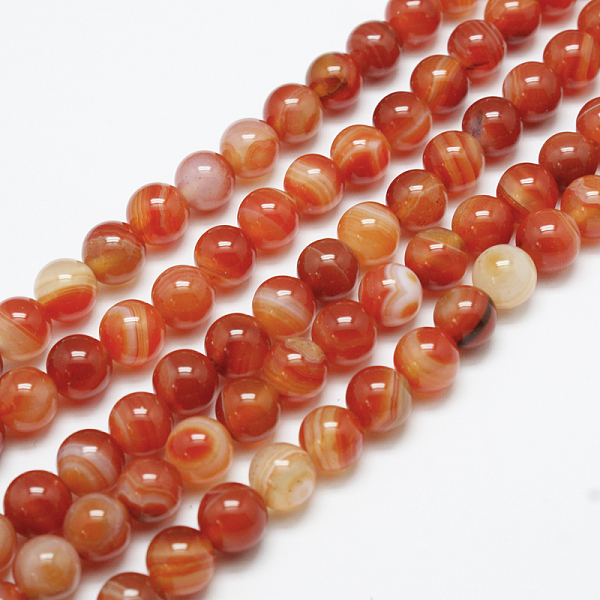 

PandaHall Natural Red Agate Bead Strands, Dyed, Round, Chocolate, 6mm, Hole: 1mm, about 62pcs/strand, 14 inch Red Agate Round Brown