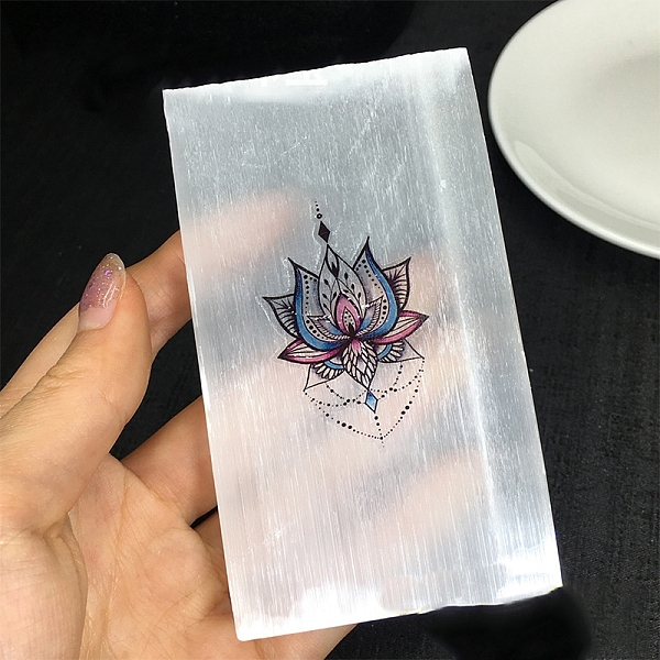 

PandaHall Rectangle Natural Selenite Display Decoration, Reiki Energy Stone Decorations, Flower, 90x50x8mm Selenite Flower