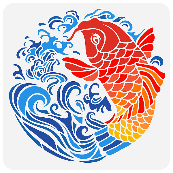 

PandaHall PET Hollow Out Drawing Painting Stencils, for DIY Scrapbook, Photo Album, Fish, 30x30cm Plastic Fish