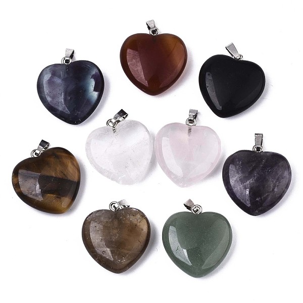 

PandaHall Natural Mixed Gemstone Pendants, with Stainless Steel Pinch Bails and Iron Loop, Heart, 27x25x9~10mm, Hole: 2x6mm Mixed Stone...