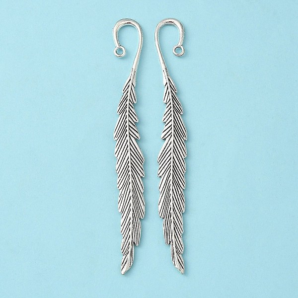 

PandaHall Tibetan Style Bookmarks, Leaf, Cadmium Free & Lead Free, Antique Silver, 117x13x4mm, Hole: 2mm Alloy