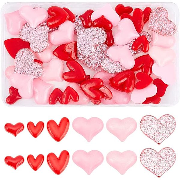 

PandaHall ARRICRAFT 60pcs 6 styles Resin Cabochons Set, Including Glitter powder Cabochons and Opaque Cabochons, Heart Mixed Shapes, Mixed..., Multicolor