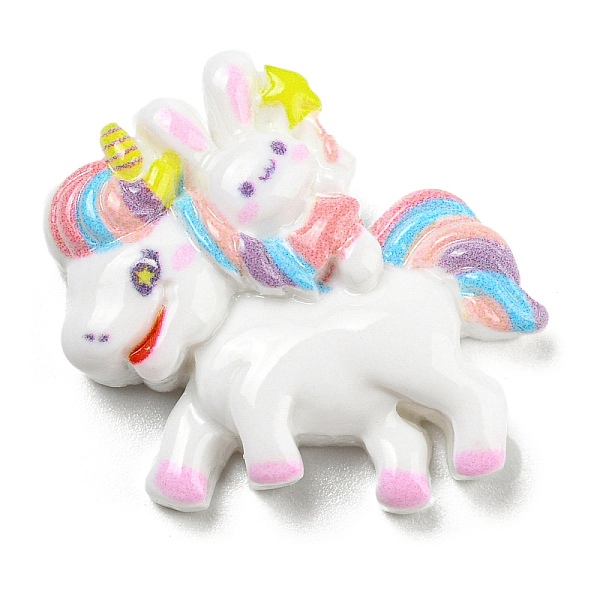 

PandaHall Opaque Resin Cabochons, Unicorn, Colorful, 24.5x27x7.5mm Resin Unicorn