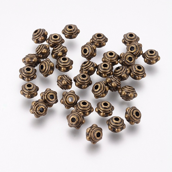 

PandaHall Tibetan Style Alloy Spacer Beads, Cadmium Free & Nickel Free & Lead Free, Antique Bronze, 7x5.5mm, Hole: 1mm Alloy Round