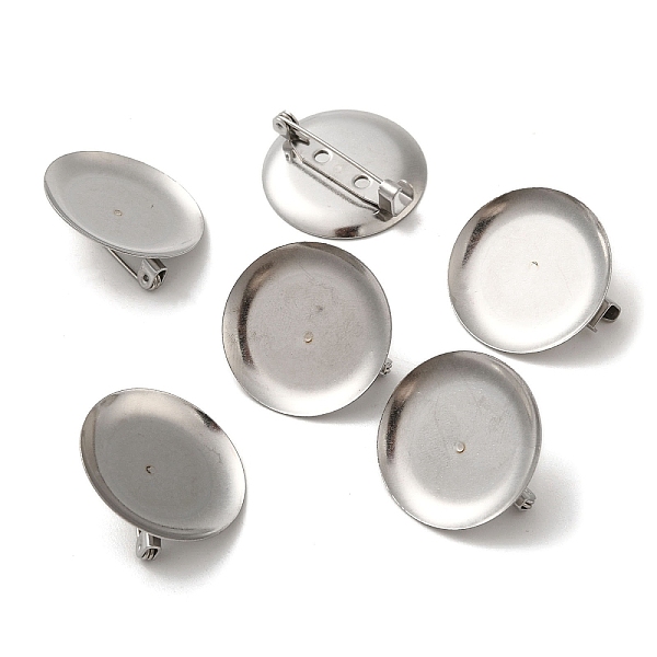 

PandaHall 316 Stainless Steel Brooch Finding, Flat Round, Stainless Steel Color, 25x8mm, Tray: 24.5mm 316 Surgical Stainless Steel