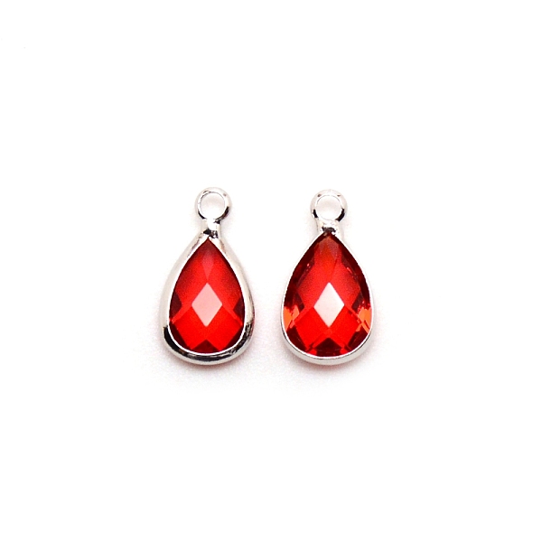 

PandaHall Faceted Glass Pendants, with Brass Findings, January Birthstone Pendant, Teardrop, Platinum, Red, 13.5x7.5x4mm, Hole: 1.6mm...