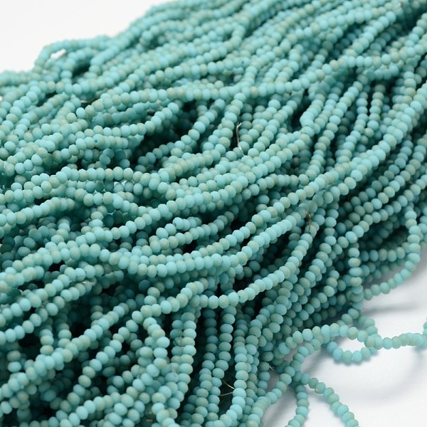 

PandaHall Half Rainbow Plated Faceted Rondelle Glass Bead Strands, Frosted, Turquoise, 2.8~3x2mm, Hole: 0.8mm, about 200pcs/strand, 15.1..., Green