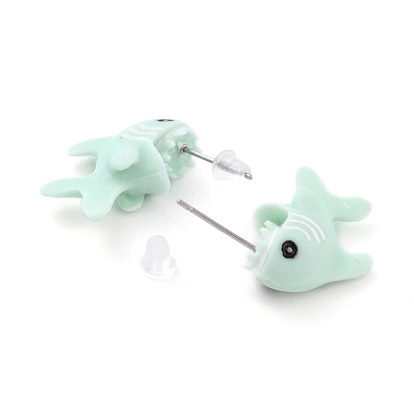 

PandaHall Cute Shark Resin Stud Earrings, Animal Earrings with Alloy Pin for Women, Turquoise, 22x8x16mm, Pin: 0.6mm Resin Other Animal..., Green