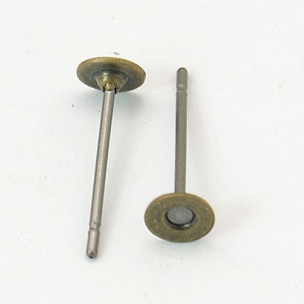 

PandaHall Stud Earring Settings, Brass Head and Stainless Steel Pin, Lead Free & Cadmium Free & Nickel Free, Antique Bronze, 12mm, Tray: 4mm...