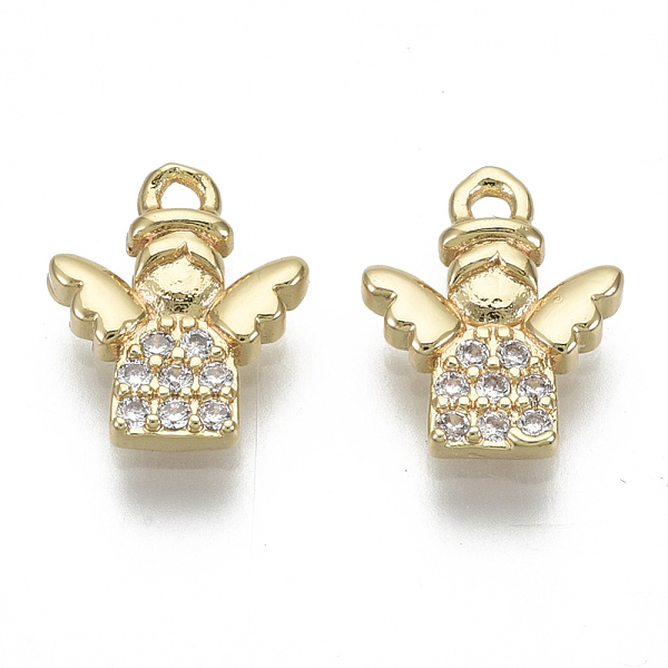 Brass Micro Pave Clear Cubic Zirconia Charms