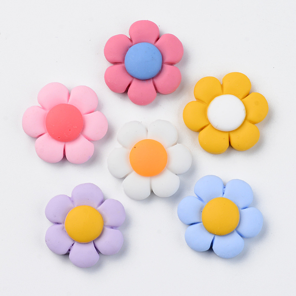 

PandaHall Resin Cabochons, Opaque, Flower, Mixed Color, 24x22.5x7mm Resin Flower Multicolor
