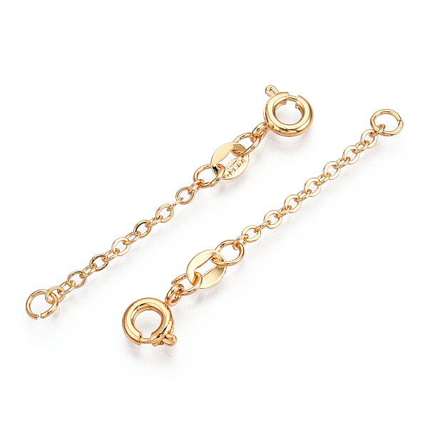 

PandaHall Brass Cable Chain Extender, End Chains with Spring Ring Clasps, Real 18K Gold Plated, 35~40x2mm Brass