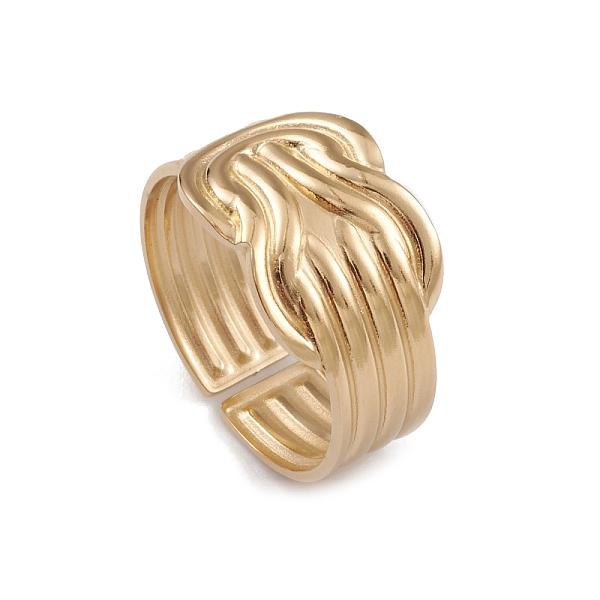 

PandaHall Ion Plating(IP) 304 Stainless Steel Knot Open Cuff Rings for Women, Real 14K Gold Plated, US Size 6(16.5mm) 304 Stainless Steel