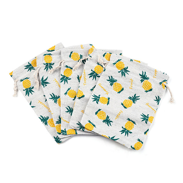 

PandaHall Polycotton(Polyester Cotton) Packing Pouches Drawstring Bags, with Pineapple Printed, Colorful, 18x13cm Polycotton