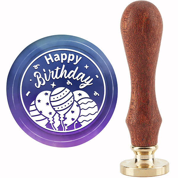 

PandaHall CRASPIRE Happy Birthday Wax Seal Stamp Balloons Sealing Wax Stamps 30mm Retro Vintage Removable Brass Stamp Head with Wood Handle...