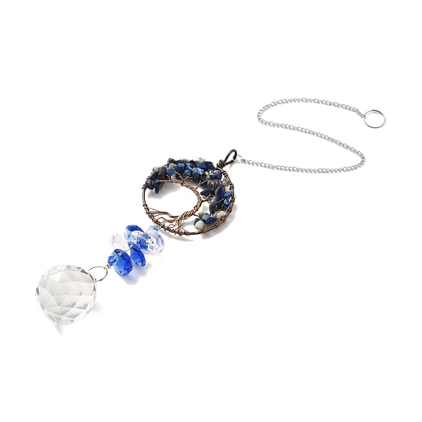 

PandaHall Lapis Lazuli Pendant Decoration, Hanging Suncatcher, with Brass Rings, Flat Round Alloy Frame and Iron Findings, Teardrop, Blue...