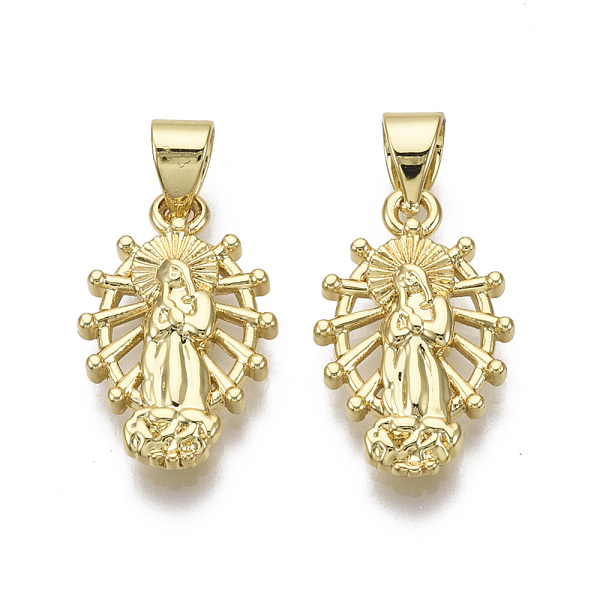

PandaHall Brass Pendants, Oval with Saint, Nickel Free, Real 18K Gold Plated, 17.5x11x2.5mm, Hole: 3x4mm Brass Oval