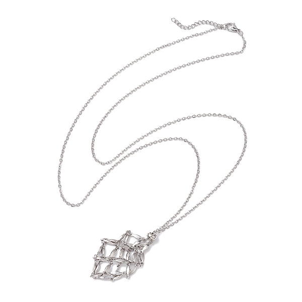 

PandaHall Crystal Stone Cage Pendant Necklaces, with Brass Slider, 304 Stainless Steel Cable Chain Necklaces , Stainless Steel Color, 29.25...