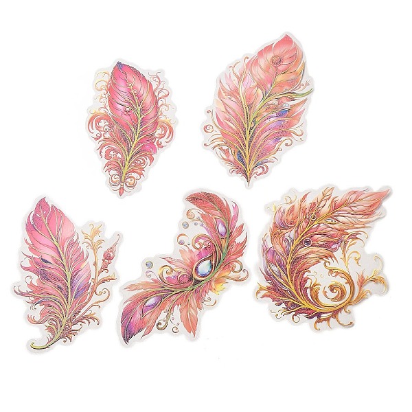 

PandaHall 5Pcs 5 Styles Feather Waterproof PET Stickers Sets, Adhesive Decals for DIY Scrapbooking, Photo Album Decoration, Pink...