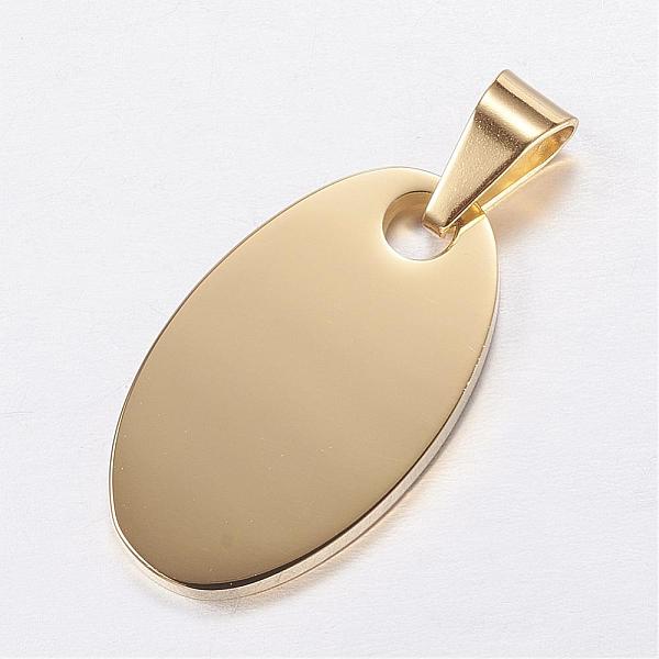 

PandaHall 304 Stainless Steel Stamping Blank Tag Pendants, Oval, Golden, 22x15x3mm, Hole: 5x7mm 304 Stainless Steel Oval