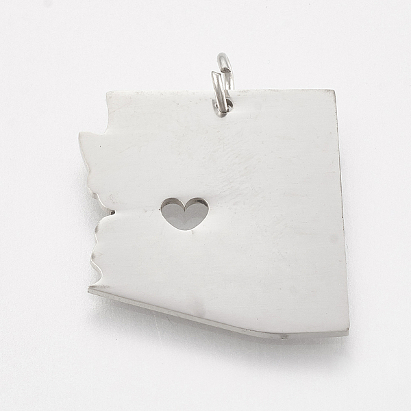 

PandaHall 201 Stainless Steel Pendants, Map of Arizona, Stainless Steel Color, 22x21x1mm, Hole: 3mm 201 Stainless Steel Others