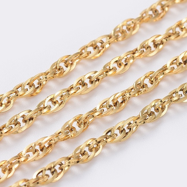 

PandaHall 3.28 Feet 304 Stainless Steel Rope Chain, Soldered, Golden, 3mm 304 Stainless Steel