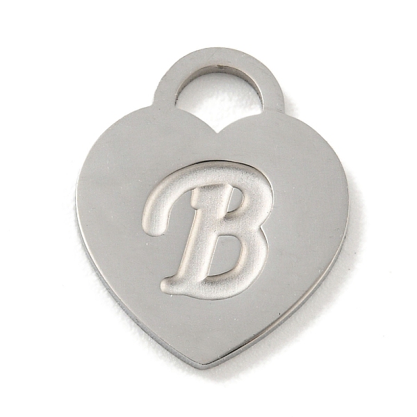 

PandaHall 304 Stainless Steel Pendants, Laser Cut, Heart with Letter Charm, Stainless Steel Color, Letter B, 15x12x1mm, Hole: 3x3.5mm 304...