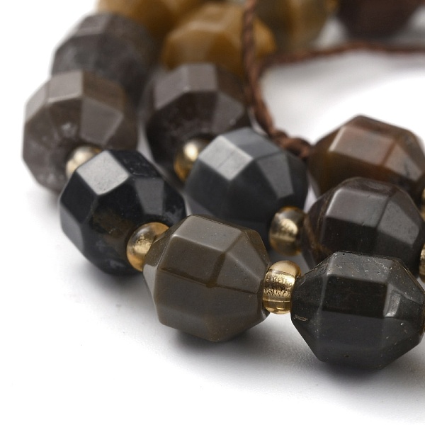 

PandaHall Natural Petrified Wood Beads Strands, Faceted, with Seed Beads, Polygon, 8x6mm, Hole: 1.2mm, about 40pcs/strand, 14.96 inch(38cm)...